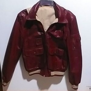 VINTAGE Red leather jacket WITH HOOD! MINT